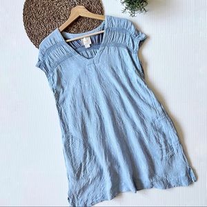 Anthropologie Maeve Chambray Short Sleeve Dress